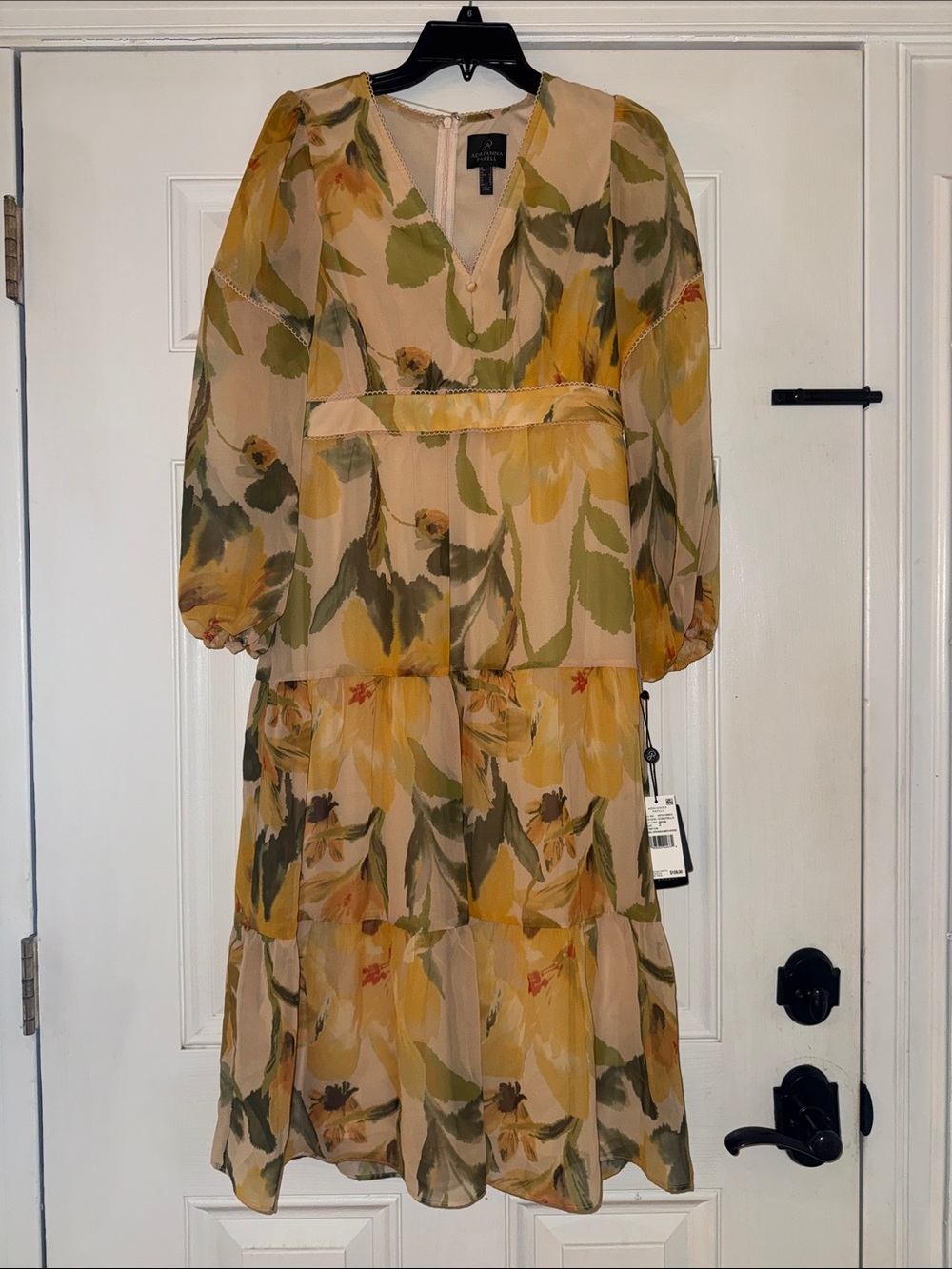 Adrianna Papell Yellow & Green Floral Maxi Dress